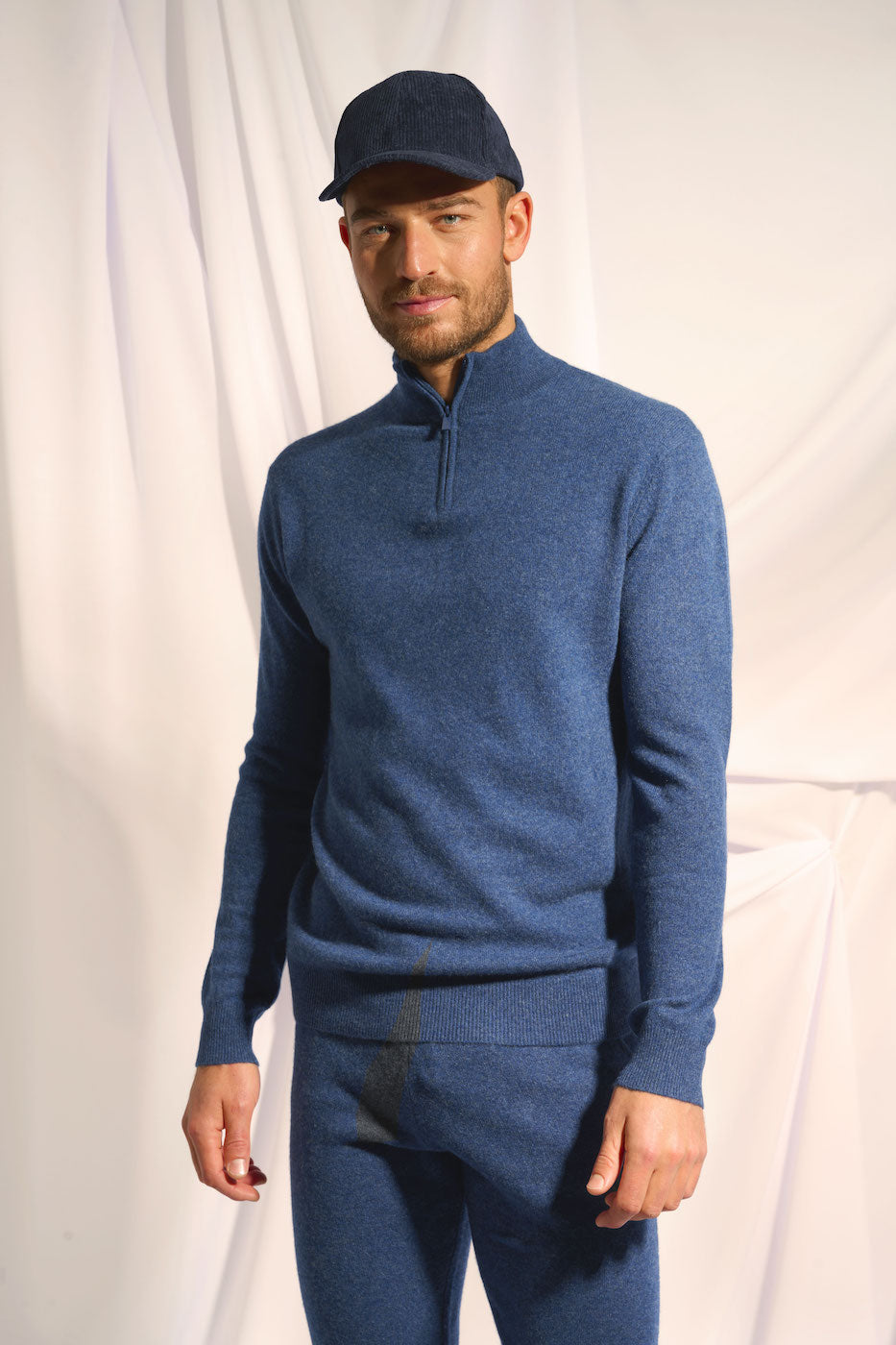 Jersey con cremallera en el cuello - Bradley - Azul océano vigoré