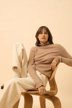 Pull Col Montant Volanté - Trila - Camel Chiné