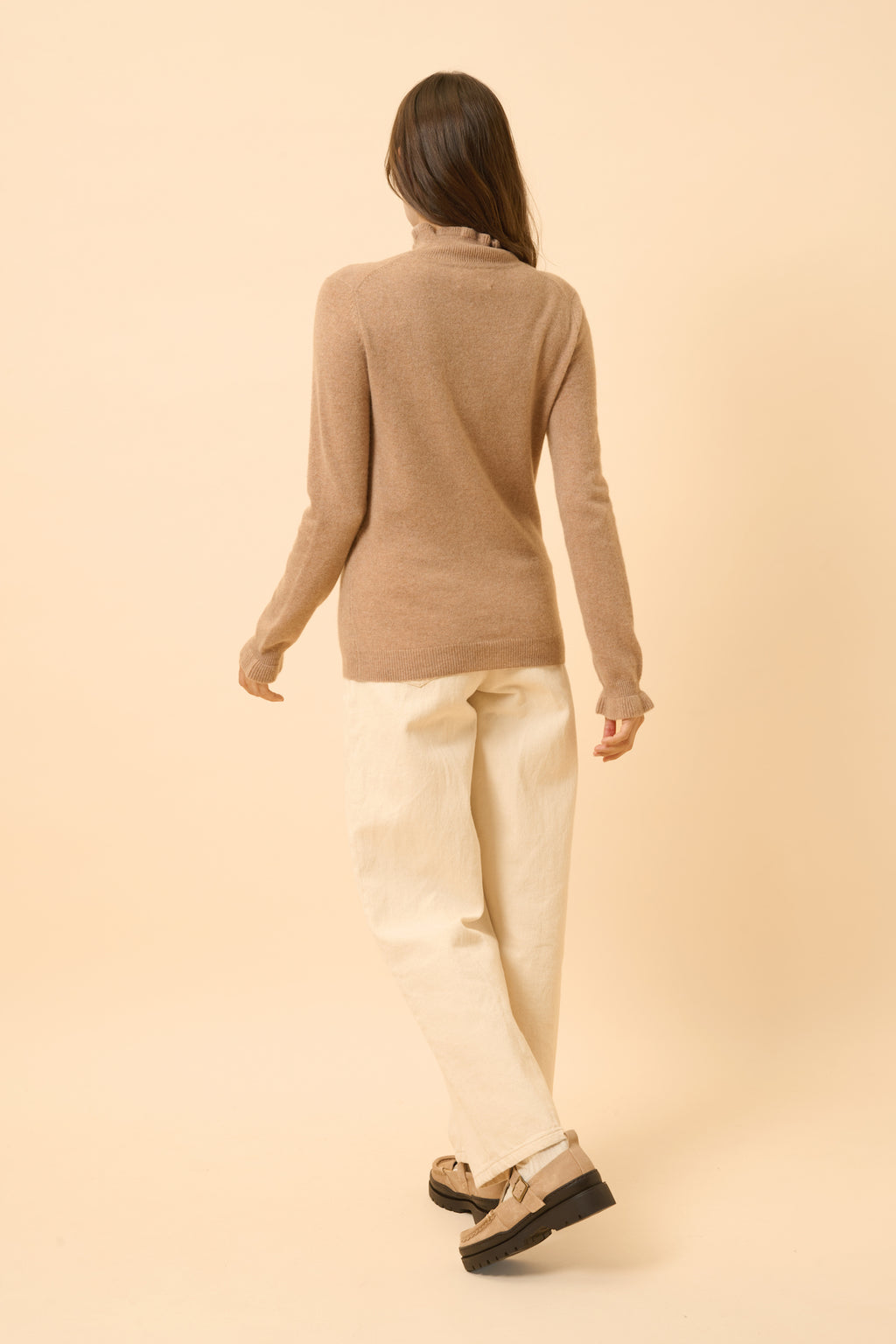 Pull Col Montant Volanté - Trila - Camel Chiné