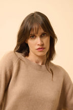 Just Cashmere - Pull Col Rond 4 Fils - Kona - Camel Chiné