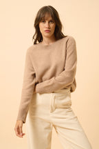 Pull Col Rond 4Fils - Jon - Camel Chiné