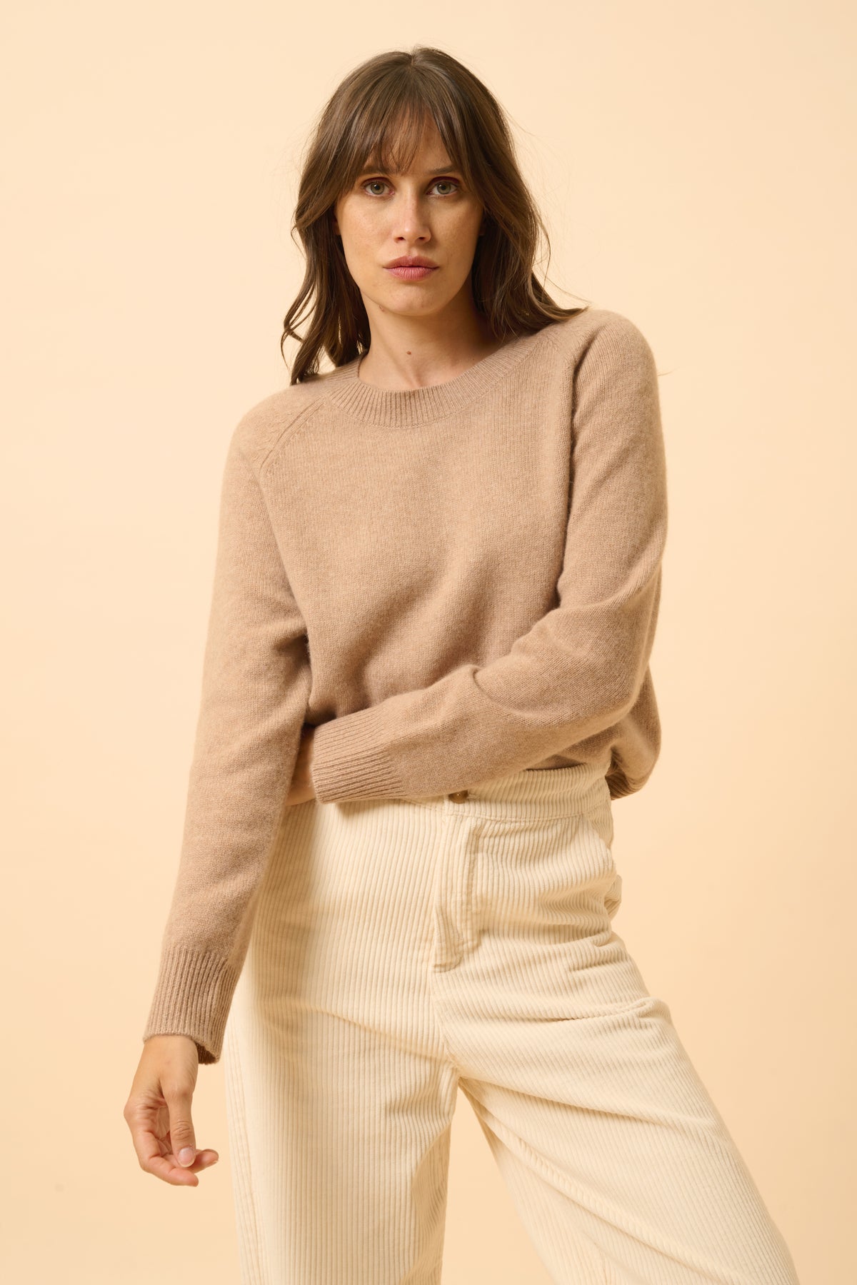 Pull Col Rond 4Fils - Jon - Camel Chiné