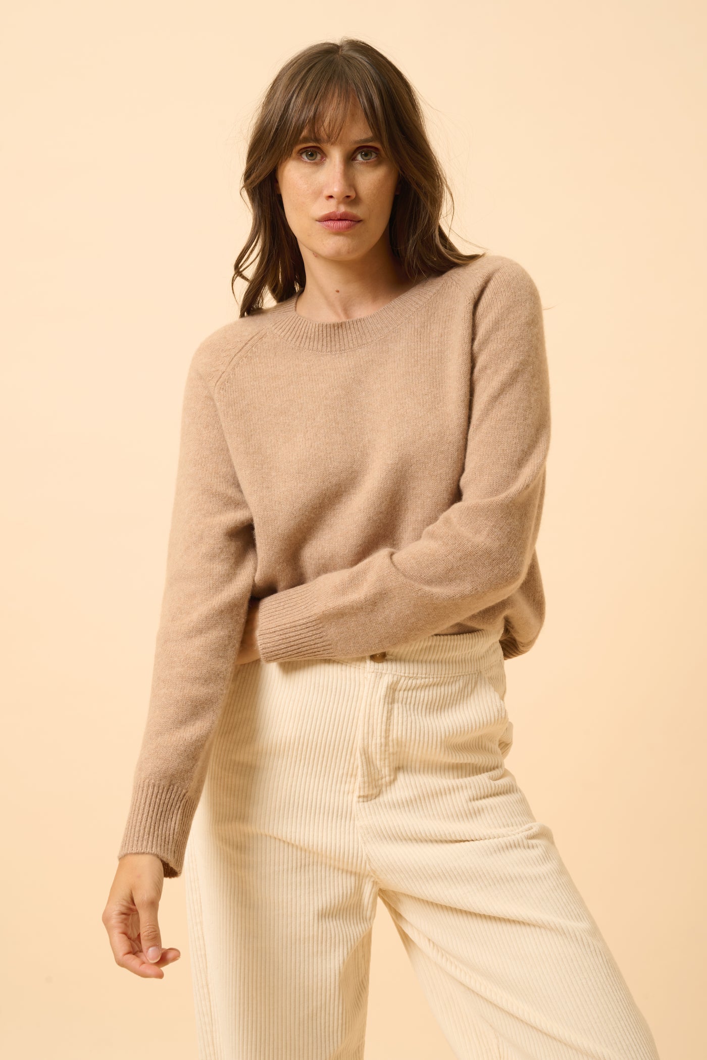 Just Cashmere - Pull Col Rond 4 Fils - Kona - Camel Chiné