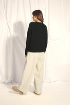 Pull Col Rond 4 Fils - Kona - Noir