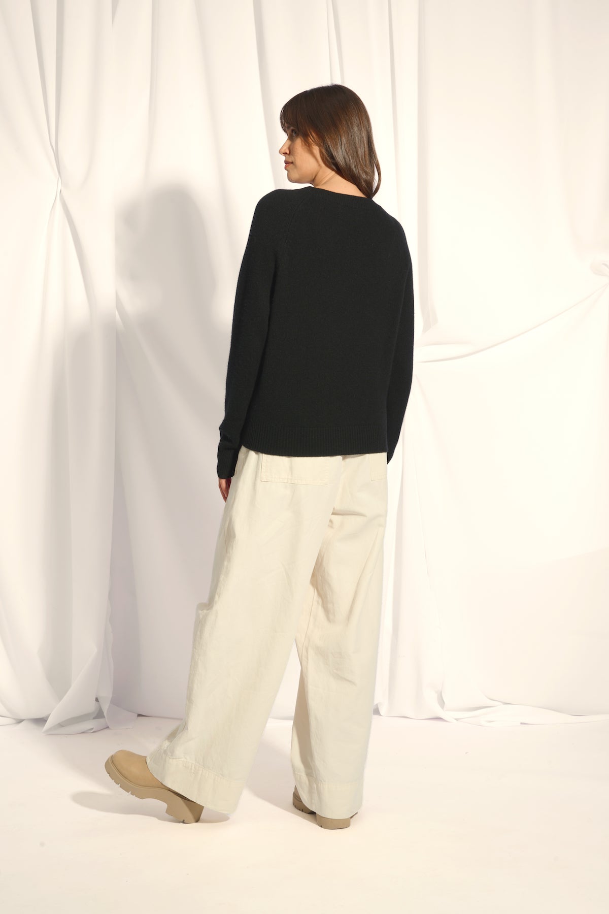 Pull Col Rond 4 Fils - Kona - Noir