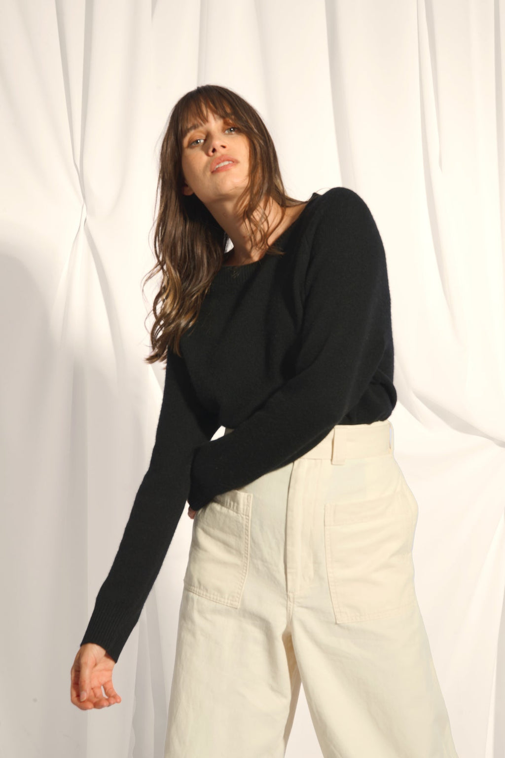 Pull Col Rond 4 Fils - Kona - Noir