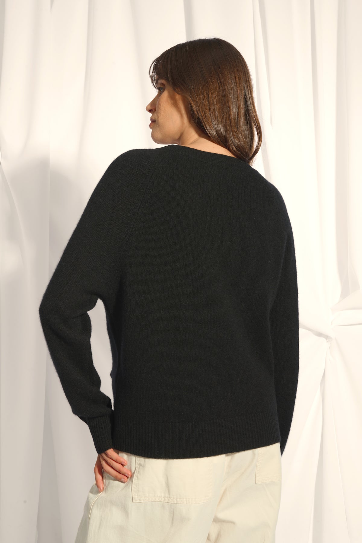 Pull Col Rond 4 Fils - Kona - Noir
