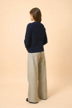 Round Neck Zipped Back Sweater - Jona - Navy