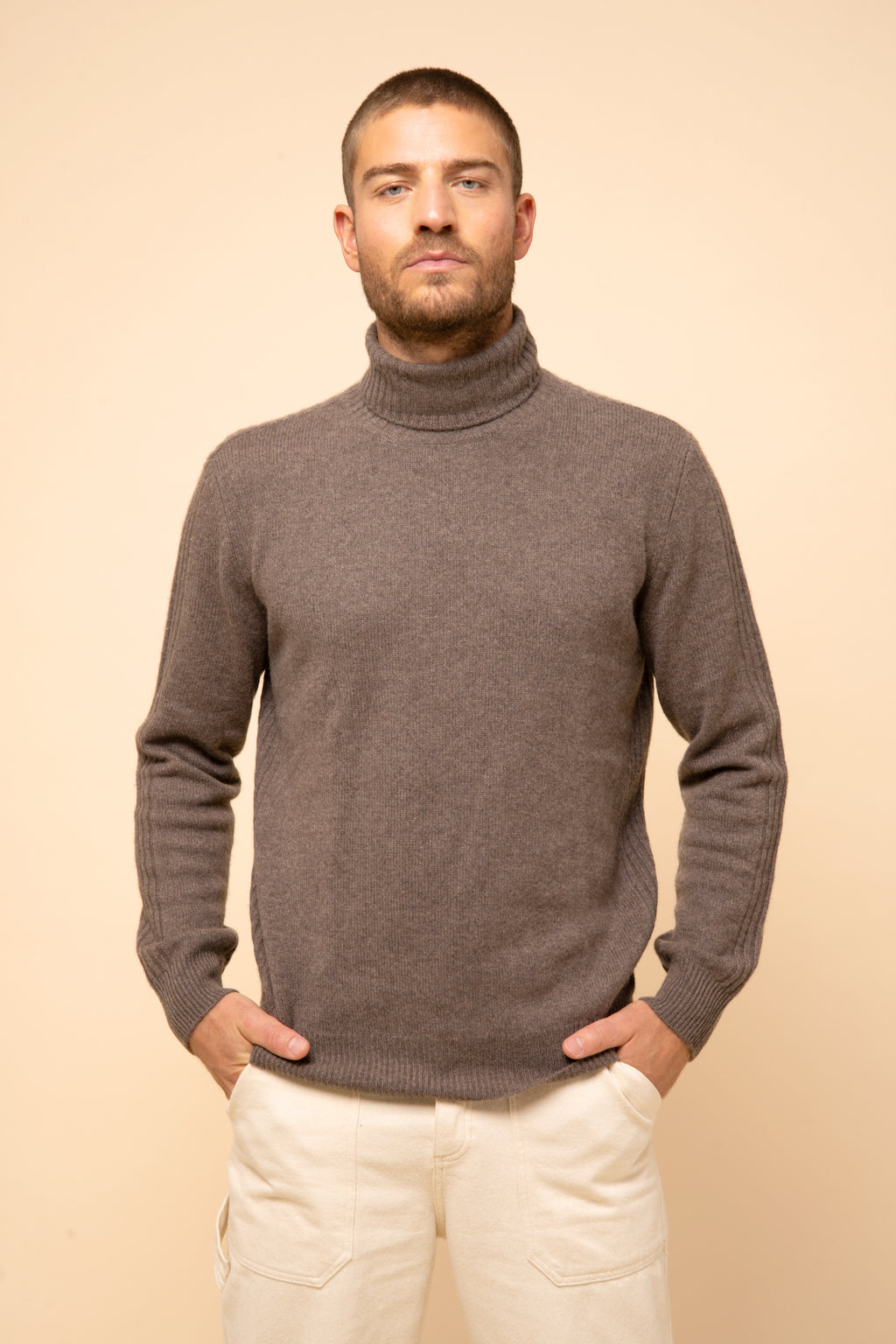 Pull Col Roulé 4 Fils - Noi - Taupe Chiné