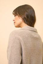 Long-Sleeve Crossover V-Neck Polo - Garcia - Light Taupe Marl