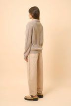 Long-Sleeve Crossover V-Neck Polo - Garcia - Light Taupe Marl