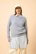 4 Thread Round Neck Sweater - Arequipa - Ivory Blue