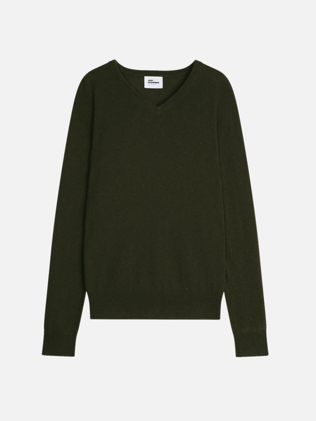 Męski sweter z dekoltem w serek – Walt – 100% kaszmir, 2-nitkowy – Khaki