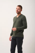 Pull Col V 4 Fils - Nathan - Kaki