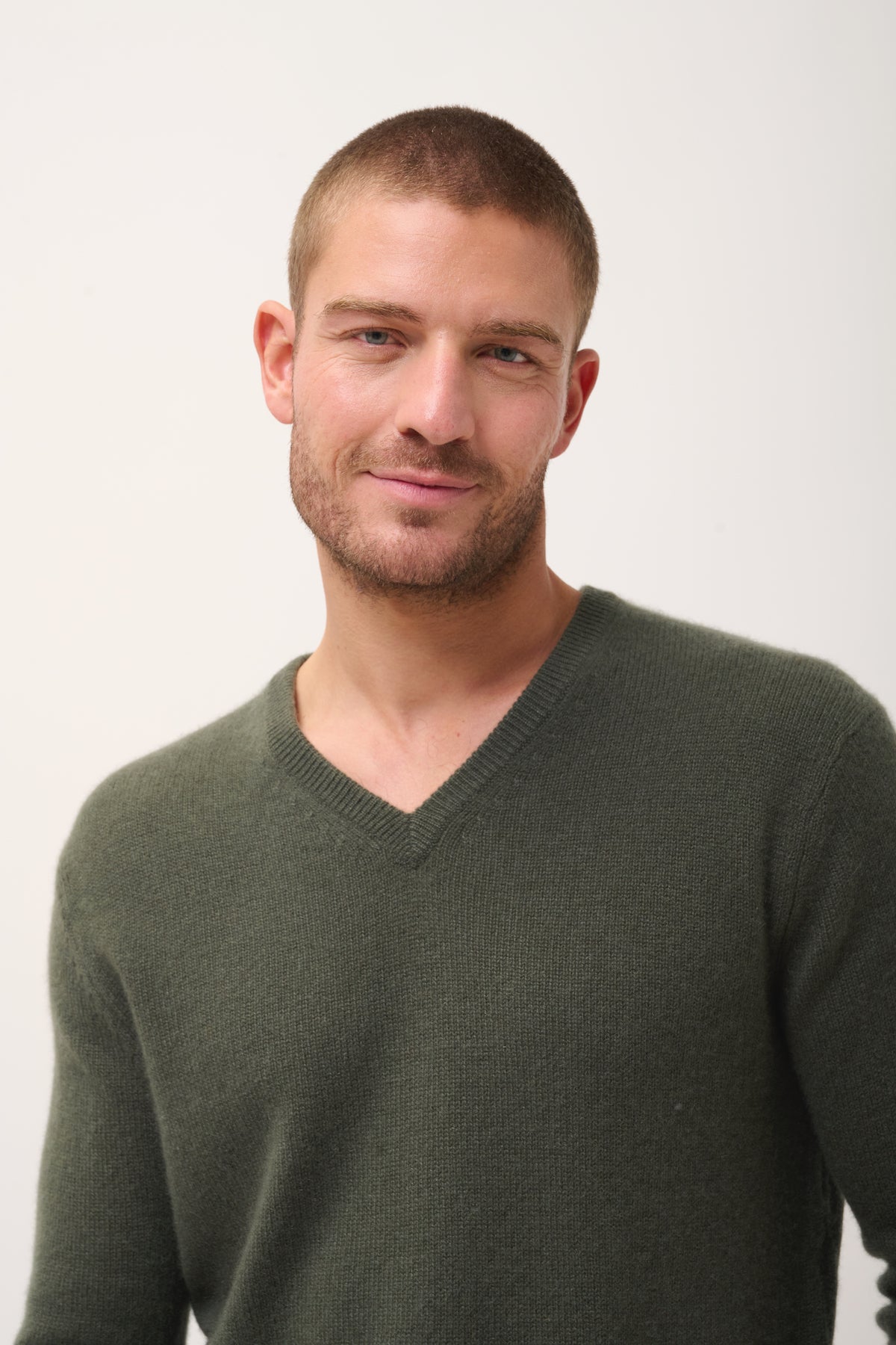 Pull Col V 4 Fils - Nathan - Kaki