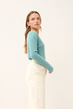 Pull Col V - Joan - Vert Chiné