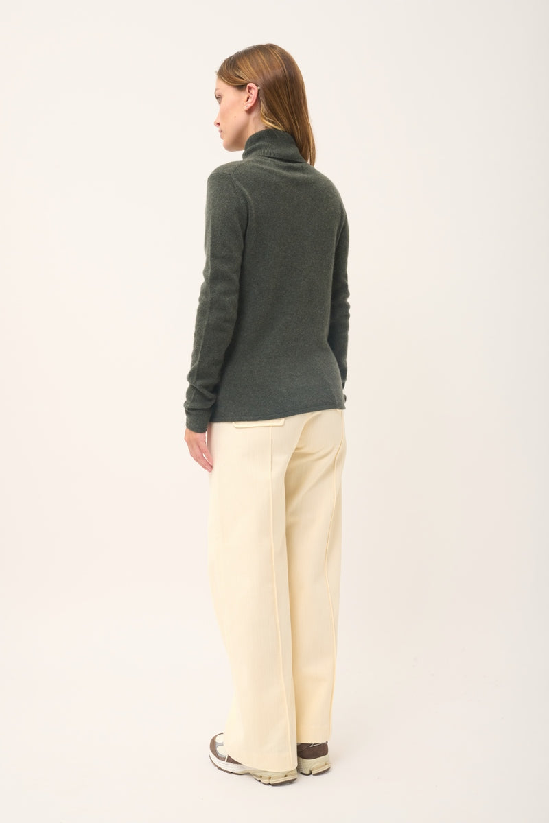 Jersey Cuello Vuelto - Ava - Kaki Jaspeado