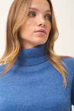 Jersey Cuello Vuelto 4 Cabos June - 100% Cachemira 4 Cabos - Azul Denim - Mujer