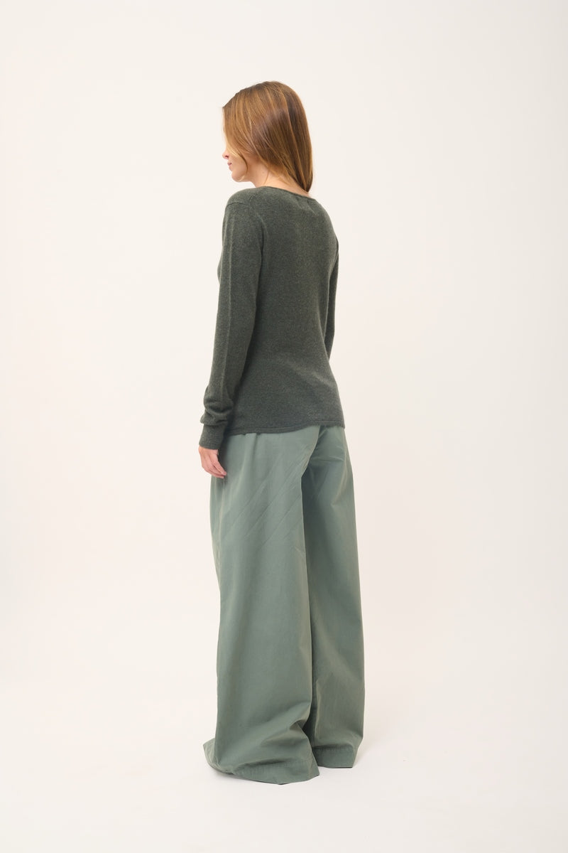 Pull Col Rond - Vivian - Kaki Chiné