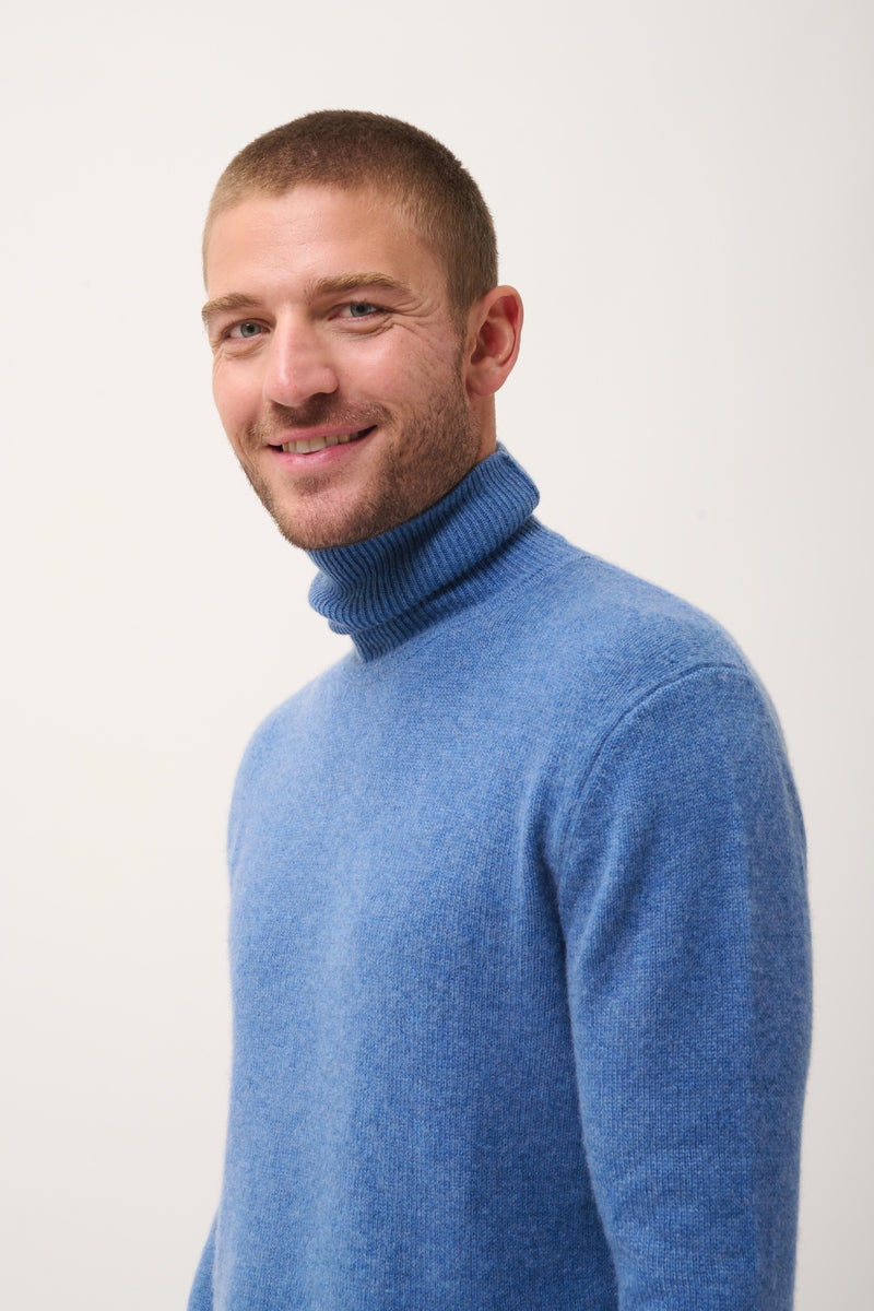 Pull Col Roulé 4 Fils - Sacha - Bleu Denim