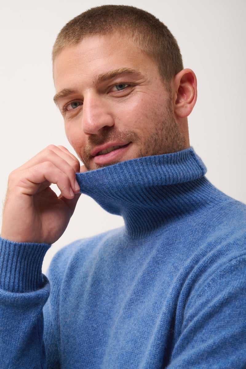 Pull Col Roulé 4 Fils - Sacha - Bleu Denim