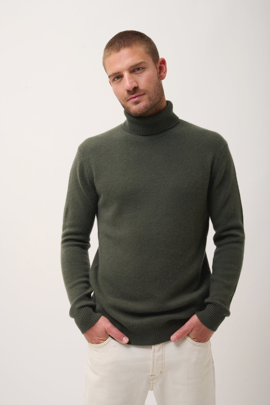 Just Cashmere - Rullekravebluse 4 tråde - Sacha - Kaki