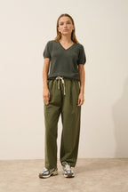 T-Shirt Col V - Glamis - Kaki Chiné