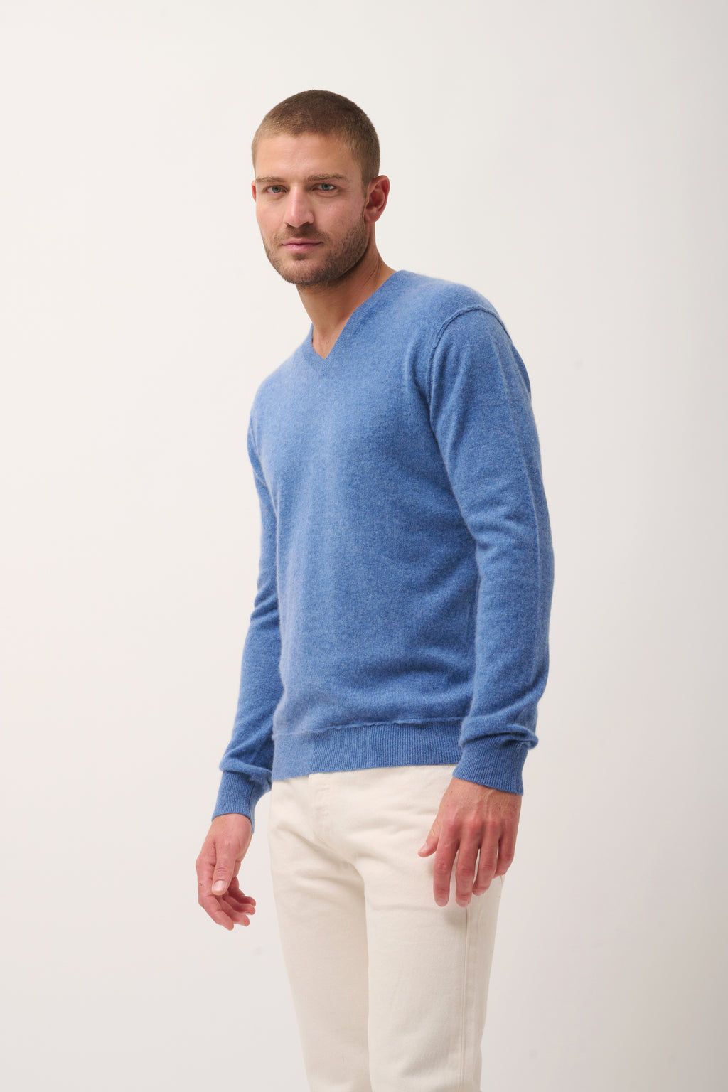 Jersey Cuello Pico - Tom - Azul Denim