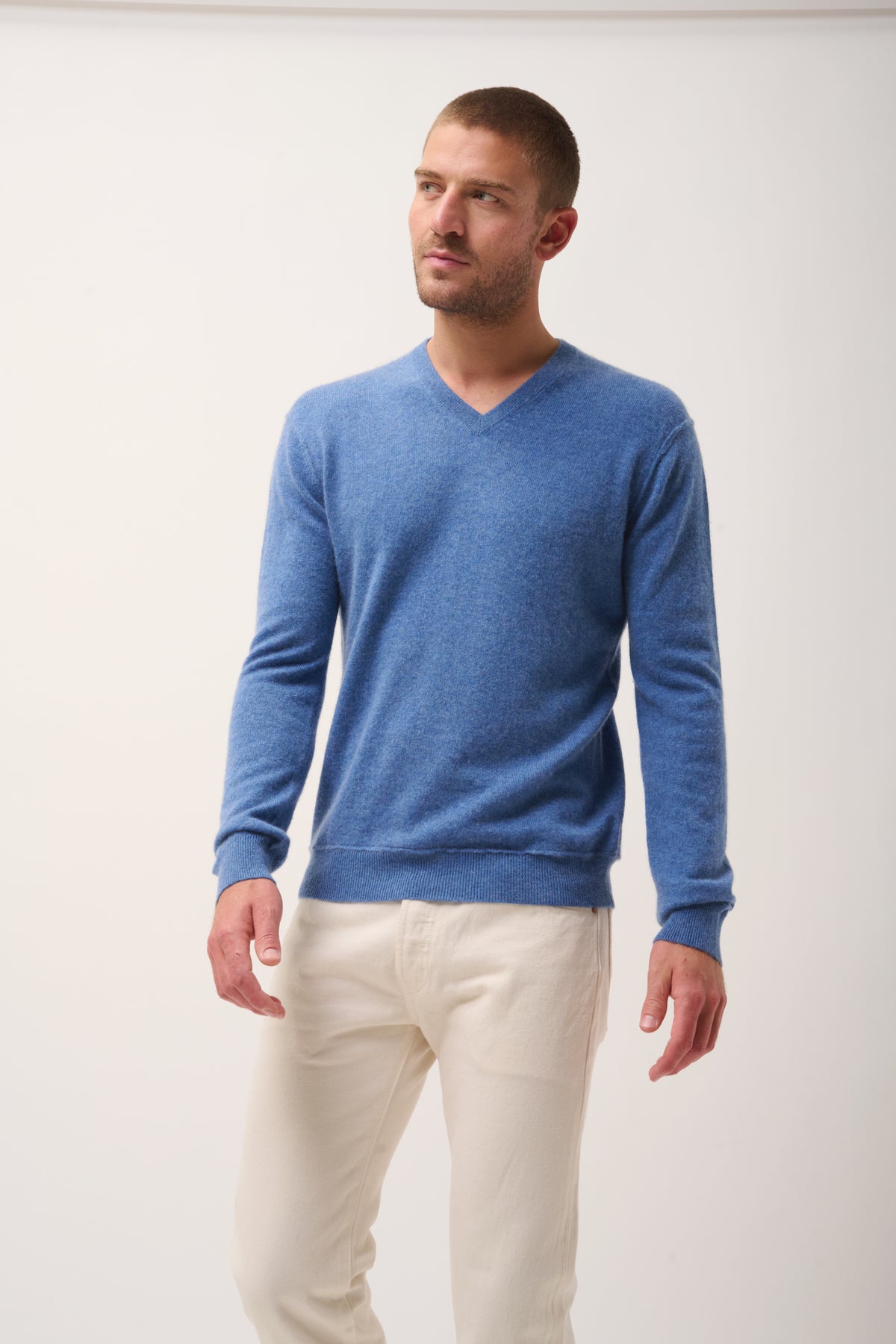 Jersey Cuello Pico - Tom - Azul Denim