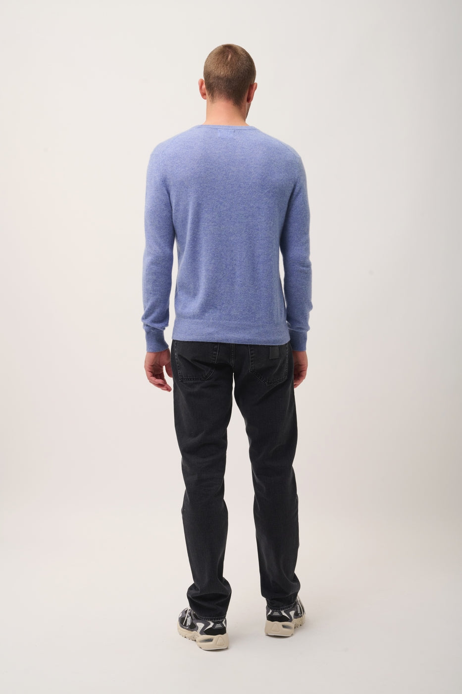 Maglione Scollo a V -Walt-100% Cashmere, 2 Fili-Sky Chiné-Uomo