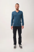 Pull Col V 4 Fils-Nathan -100% Cachemire, 4 Fils-Vert Canard Chiné-Homme