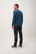Pull Col V 4 Fils-Nathan -100% Cachemire, 4 Fils-Vert Canard Chiné-Homme