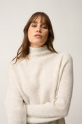 Pull Col Montant-Alyssa-100% Cachemire, 2 Fils-Gris Perle Chiné-Femme