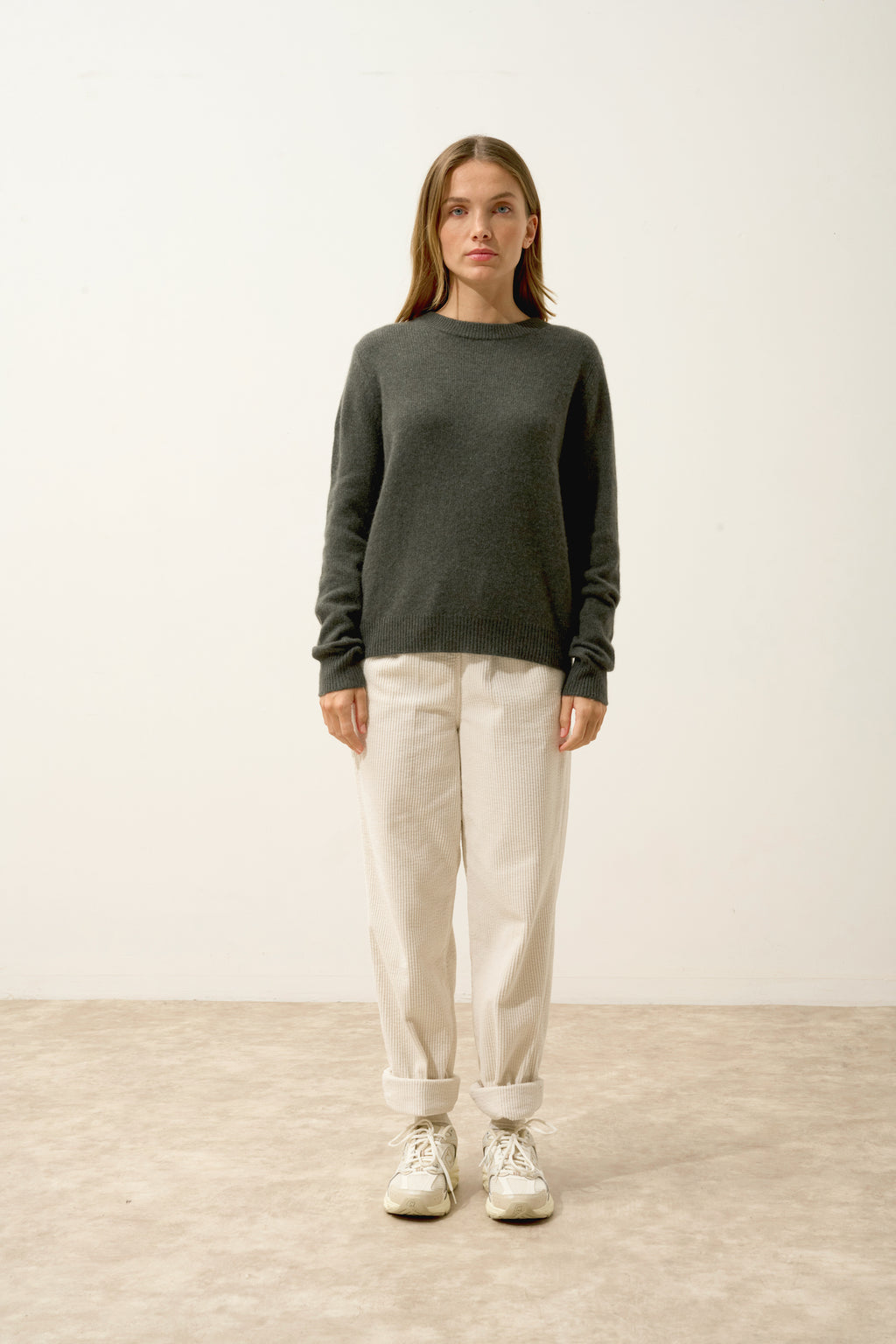 Pull Col Rond 4Fils - Lexini - Kaki Chiné