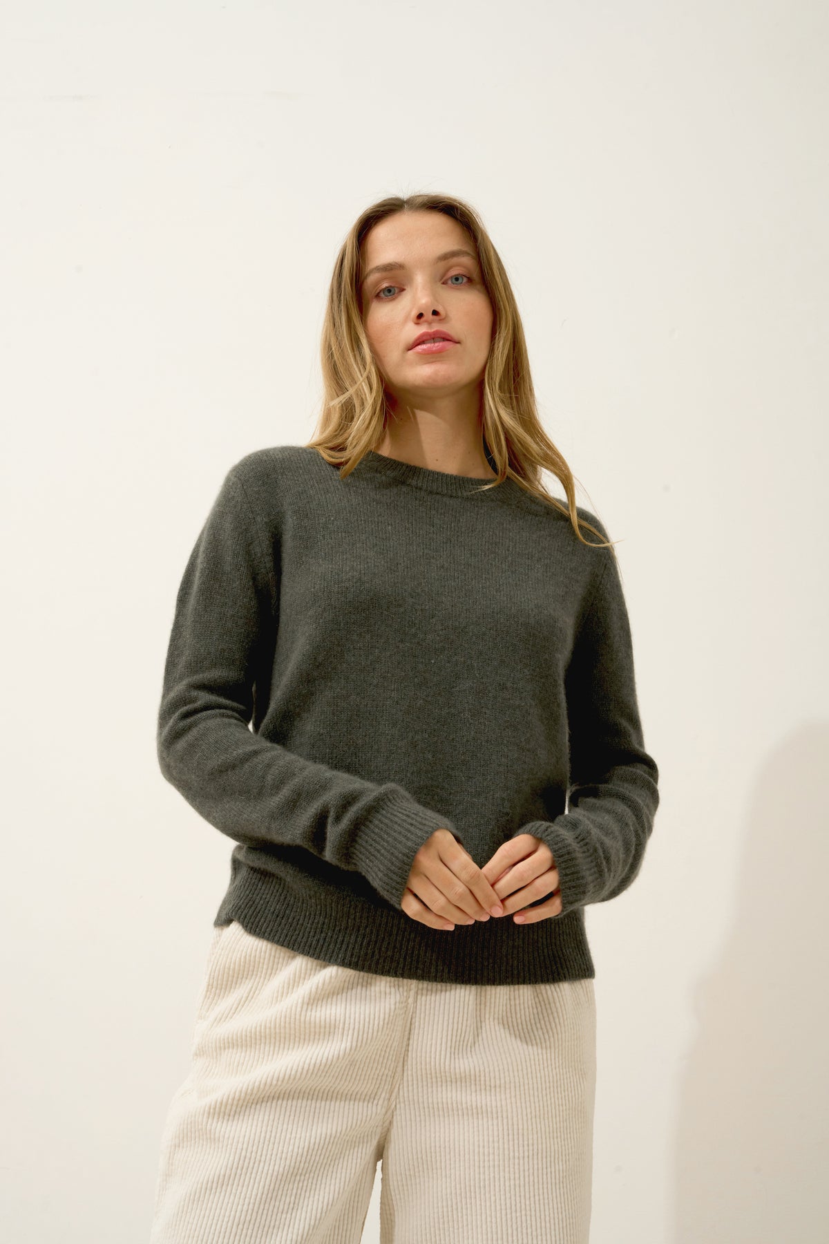 Pull Col Rond 4Fils - Lexini - Kaki Chiné