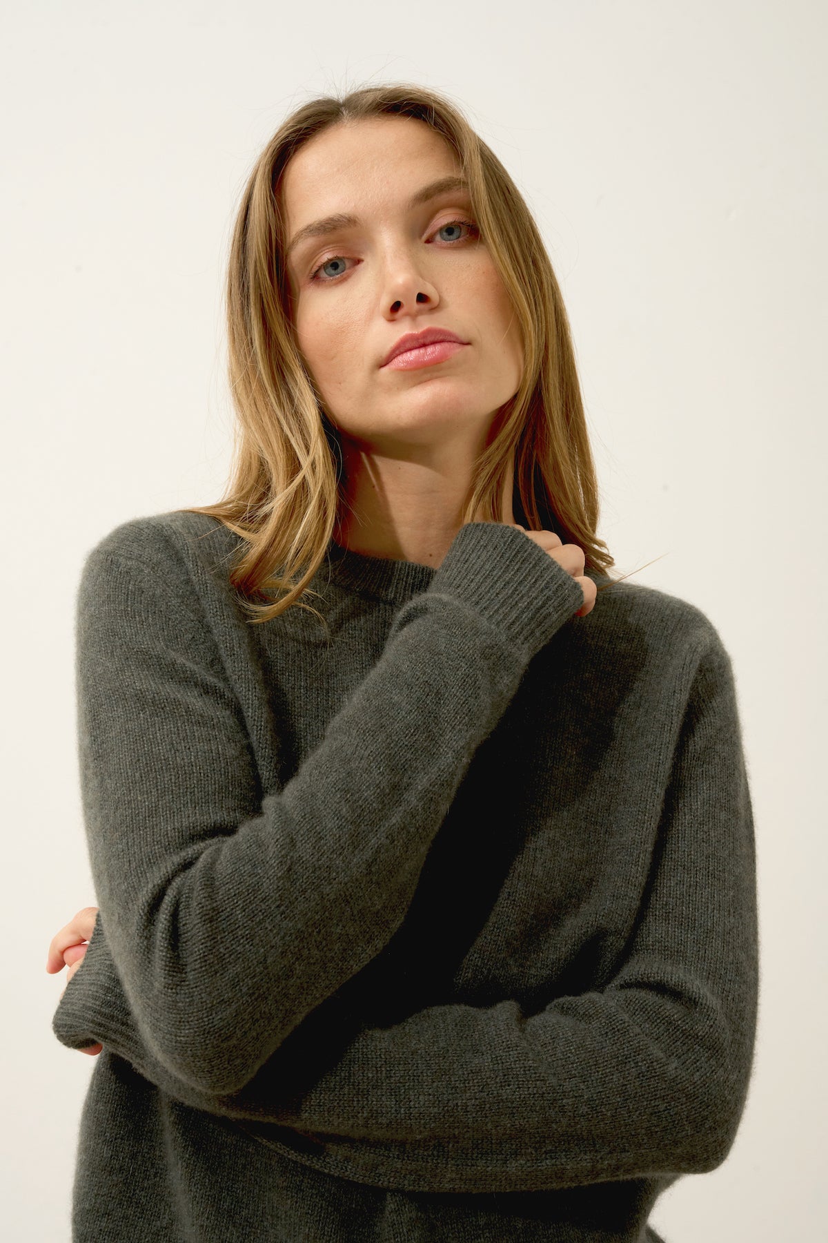 Pull Col Rond 4Fils - Lexini - Kaki Chiné