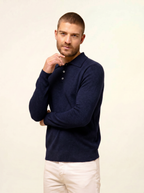 Long-Sleeved Polo Shirt - Douglas - 100% Cashmere, 2-Ply - Caviar - Men