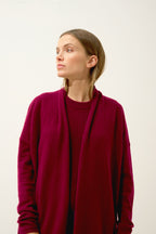 Veste Longue Ouverte Col Châle - Maddie - Bordeaux