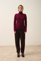 Just Cashmere - Pull Col Roulé Serelith - 100% Cachemire 2 Fils - Bordeaux - Femme