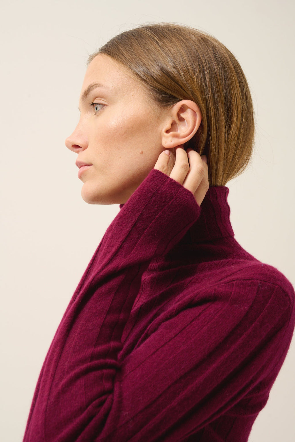 Just Cashmere - Pull Col Roulé Serelith - 100% Cachemire 2 Fils - Bordeaux - Femme