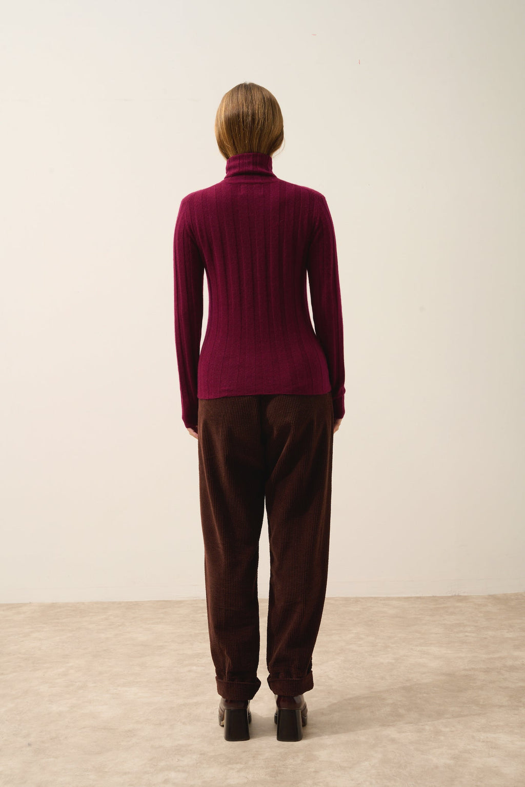 Just Cashmere - Pull Col Roulé Serelith - 100% Cachemire 2 Fils - Bordeaux - Femme