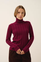 Just Cashmere - Pull Col Roulé Serelith - 100% Cachemire 2 Fils - Bordeaux - Femme