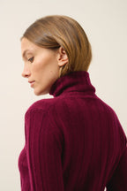Just Cashmere - Pull Col Roulé Serelith - 100% Cachemire 2 Fils - Bordeaux - Femme