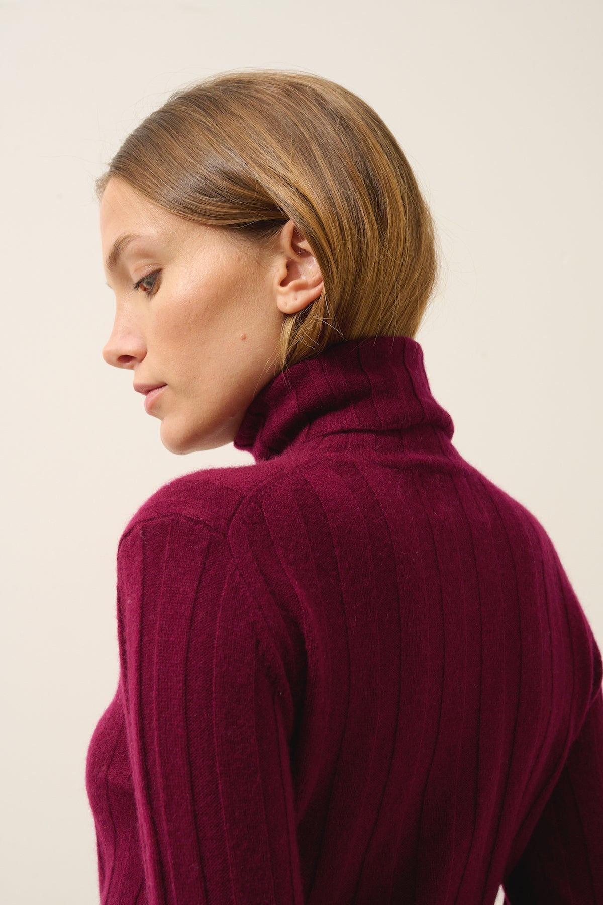 Just Cashmere - Pull Col Roulé Serelith - 100% Cachemire 2 Fils - Bordeaux - Femme