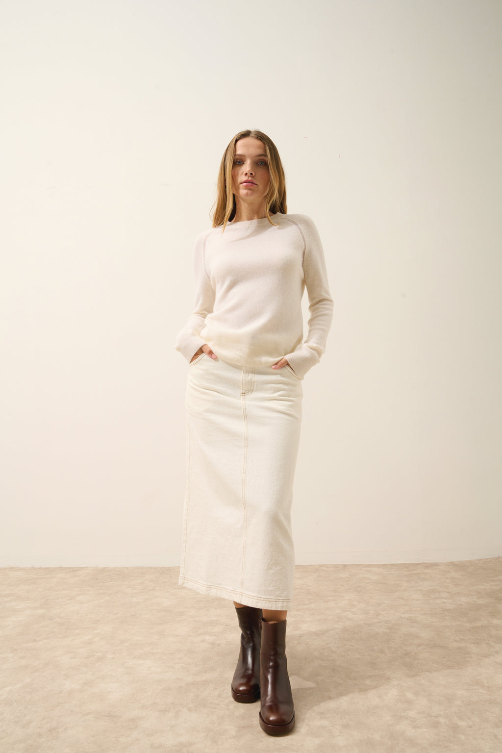 Pull Col Rond - Norena - Neige