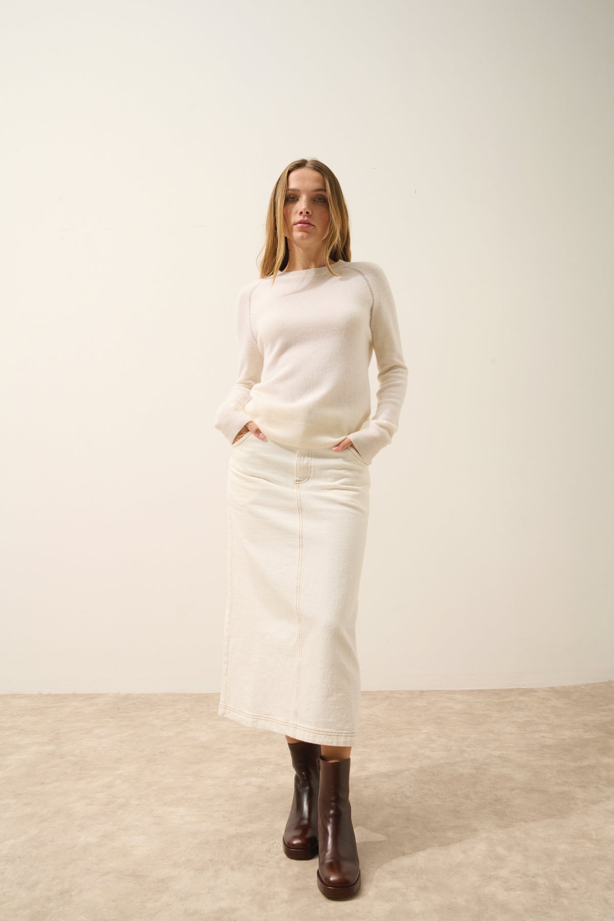 Pull Col Rond - Norena - Neige