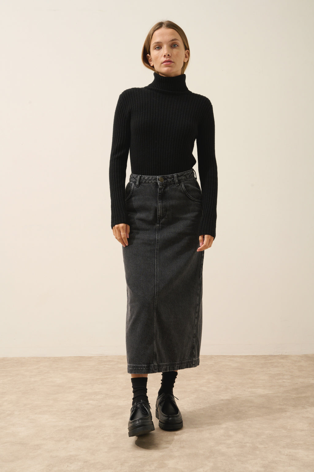 Pull Col Roulé - Miraya - Noir