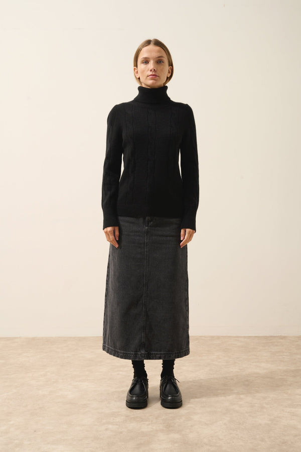 Just Cashmere - Estelle Turtleneck Sweater - 100% 4-Ply Cashmere - Black - Women