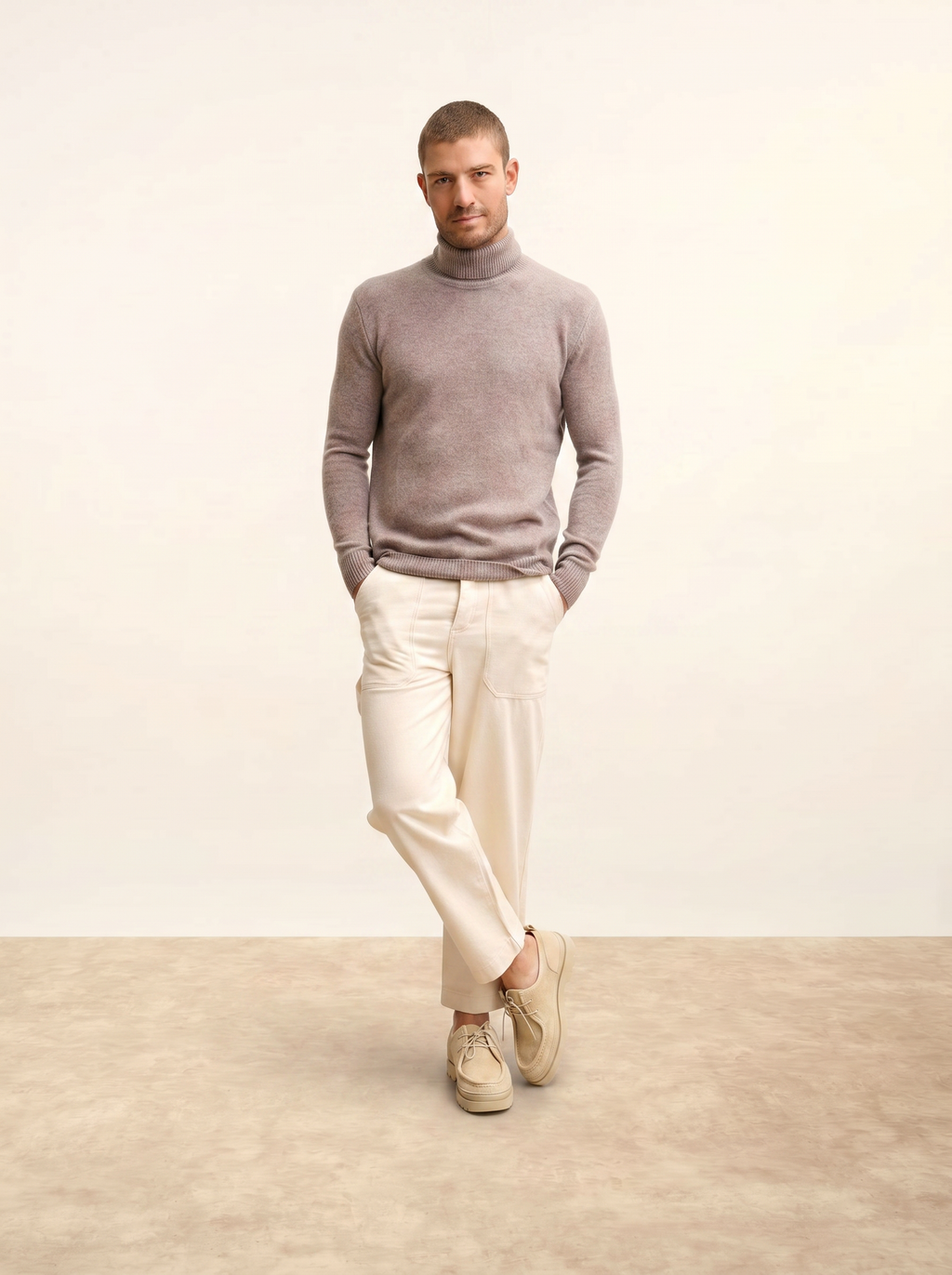 Rollkragenpullover 4-fädig - Sacha - Karibu Meliert