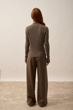 Long-Sleeved Zip-Neck Polo - Kristjan - Taupe Chiné